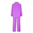 thumbnail image 5 of safuny Women's Three Piece Set Comfy Casual Plus Size Suit For Girlfriend Wife Daughter Lapel Dressy Long Sleeve Solid Col Purple XXL, 5 of 6