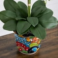 thumbnail image 4 of Nearly Natural 27in. Artificial Triple Orchid Arrangement in Handmade Mexican Talavera Ceramic Planter, 4 of 7