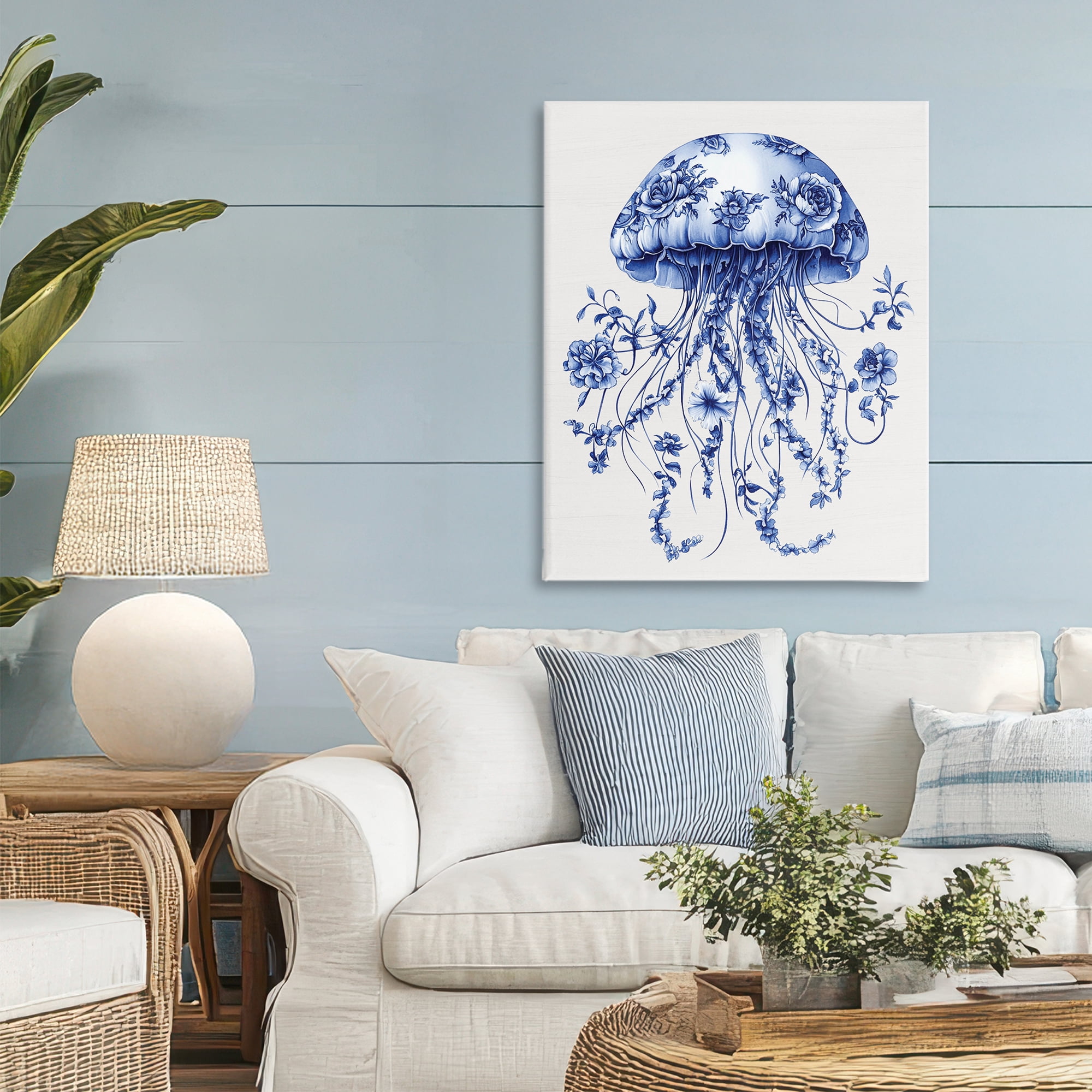 Funky Vintage Toile Jellyfish Canvas Wall Art, design by Lettered and Lined