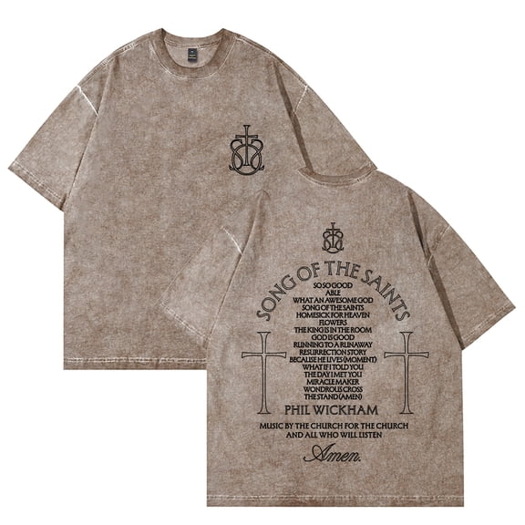 Phil Wickham Song Of The Saints Album Washed Cotton Tee Women Men Short Sleeve Casual Streetwear T-shirt