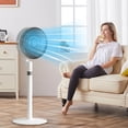 thumbnail image 6 of 32" Fan for Bedroom, 120°+120°Omnidirectional Oscillating Standing Fan w/ 16 Speed, 4 Mode, DC Motor, Quiet Stand up Tall Pedestal Floor Fans for Room with 12 H Timer, Memory Function, White, 6 of 7