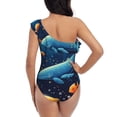 thumbnail image 5 of Gukieu Whimsical Underwater Fantasy Print One-shoulder Ruffled One-piece Swimsuit with Removable Chest Pads and Tummy-control Swimsuit for Women-Small, 5 of 6