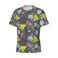 thumbnail image 3 of Yiaed Geometric Print Mens Short Sleeve Tight Fit T-Shirt, Crewneck Casual Tee-Small, 3 of 5
