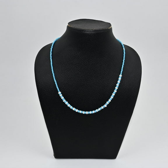 THE GEMS GRID Turquoise Faceted Beads & Pearl Necklace | Elegant Turquoise Jewelry for Women | Wedding Gift Beaded Necklace | Handmade Necklace for Her