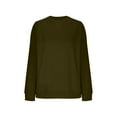 thumbnail image 5 of CLOISE Womens Sweatshirts Solid Color Pullover Sweatshirts Crew Neck Long Sleeve Hoodies Shirts Green Drop Shoulder Tees Fall Casual Preppy Clothes XL, 5 of 7