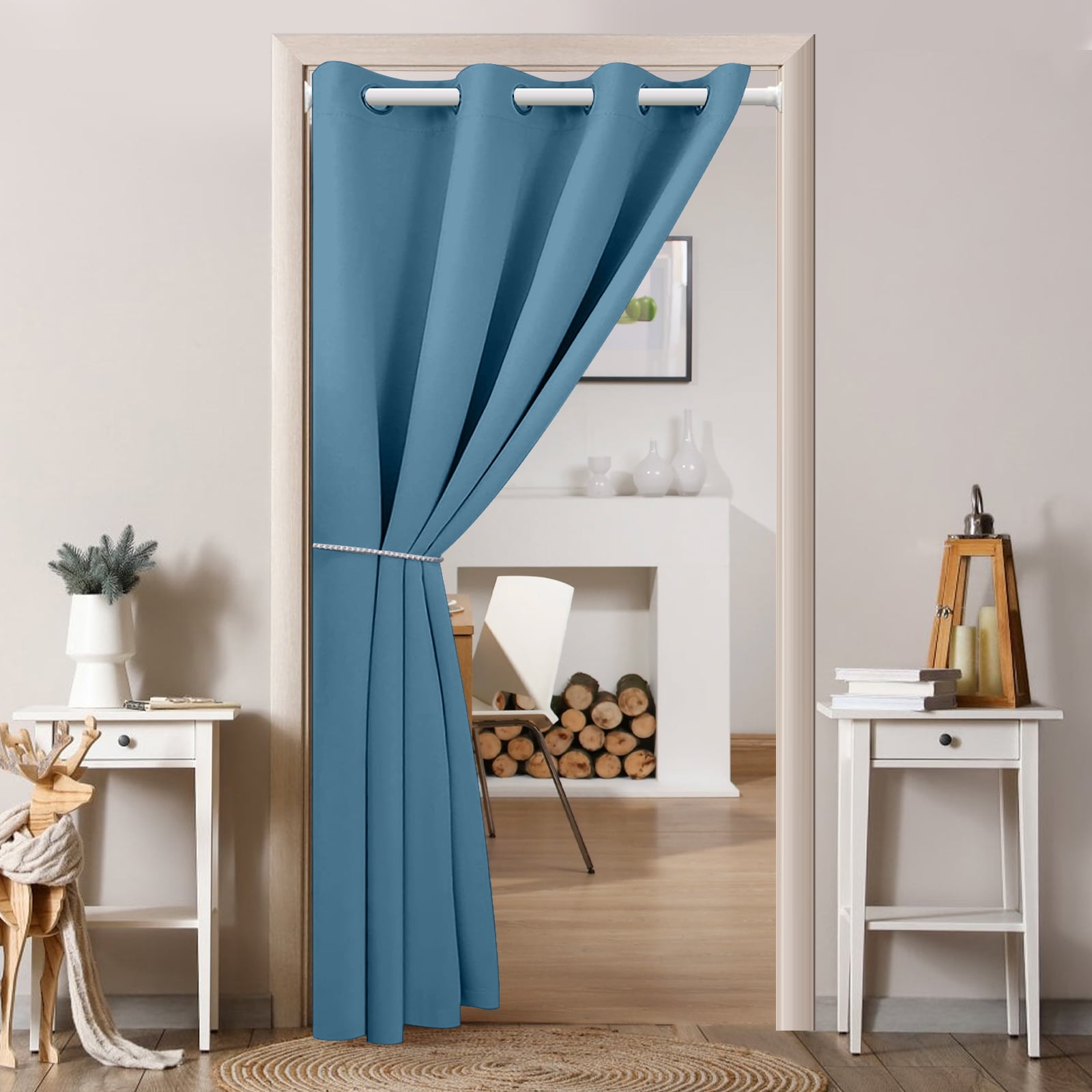 DONGPAI Blackout Curtains for Doorways and Closets, Privacy Door Curtain Room Divider Thermal Insulated Door Curtain, 1 Panel, 34" x 80", Blue