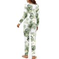 thumbnail image 3 of Yuyamidu Palm Leaves Sleepwear Set Frangipani Long Sleeve Pajamas for Women Size L Tropical Style Crewneck Pajama Outfits Cozy Sleep Set of 2 Jogger Lounge Wear for Ladies, 3 of 7