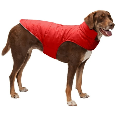 UPC: 0842229129274 | FurHaven Pet Coat | Water-Repellent Reversible Reflective Puffer Dog Coat Red Large