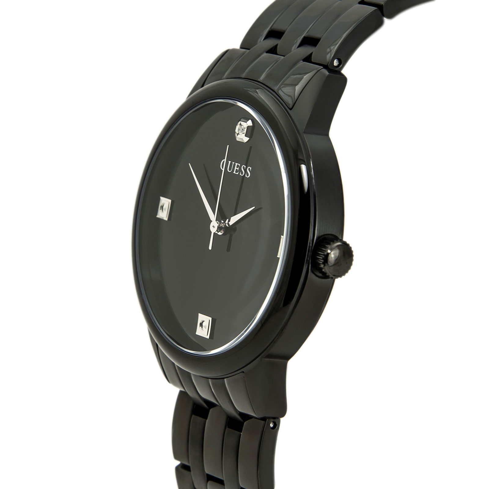 Black Guess Embellished Diamond watch Amazon.com: GUESS Mesh Black Ionic Plated Rectangular  main image 2