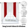 thumbnail image 3 of Swag Curtain Valances Red Stripe Swag Valances for Kitchen Windows Farmhouse Short Topper Curtains Valance Tier Pair for Kitchen Bedroom Living Room Bathroom 28"x36", 3 of 8