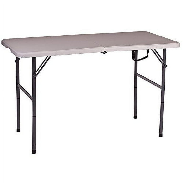 Stansport Folding Camp Table with Adjustable Legs White 48 x 24 x 29 HDPE