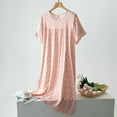 thumbnail image 2 of XIAONU Womens Nightshirts Short Sleeve Summer Trendy Thin Floral Nightgown Baggy Oversized Pleasure Round Neck Sleepwear Homewear, 2 of 3