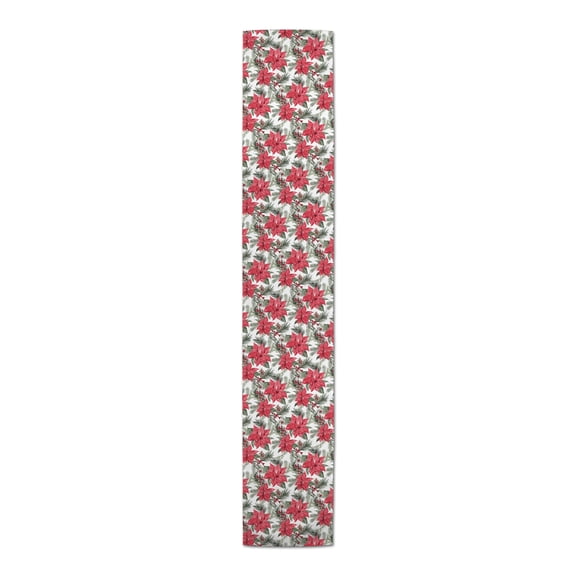 Creative Products Holiday Poinsettia Pattern 16 x 72 Poly Twill Table Runner