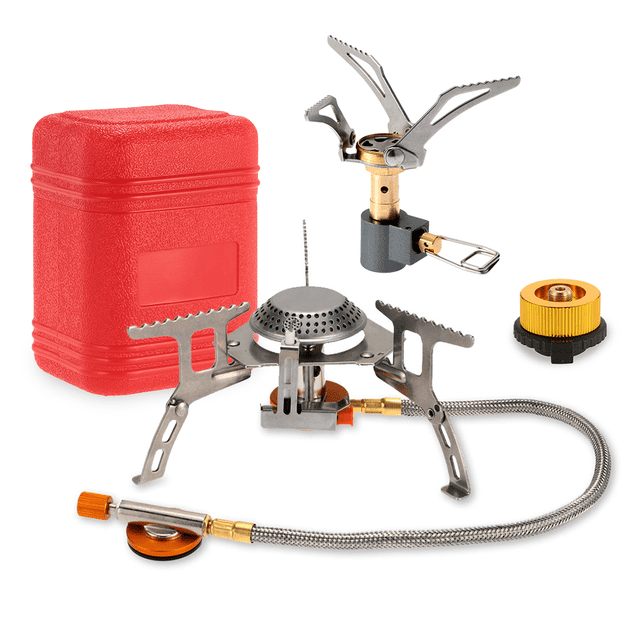 Lixada Kit Compact de Cuisson Extérieure : Mini Cuisinière à Gaz, Cuisinière à Type Séparé et Adaptateur pour le Camping, la Randonnée et les Aventures de Backpacking