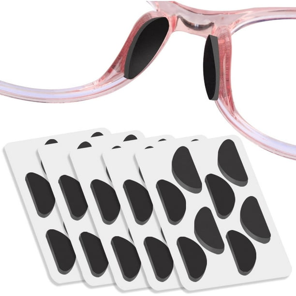Optics Almohadillas nasales de silicona de gel de media luna, ultrafinas, antideslizantes, de 1,3 mm, para gafas, gafas de sol y gafas, parte posterior súper adhesiva, 20 pares (negro) oso de fresa Electrónica