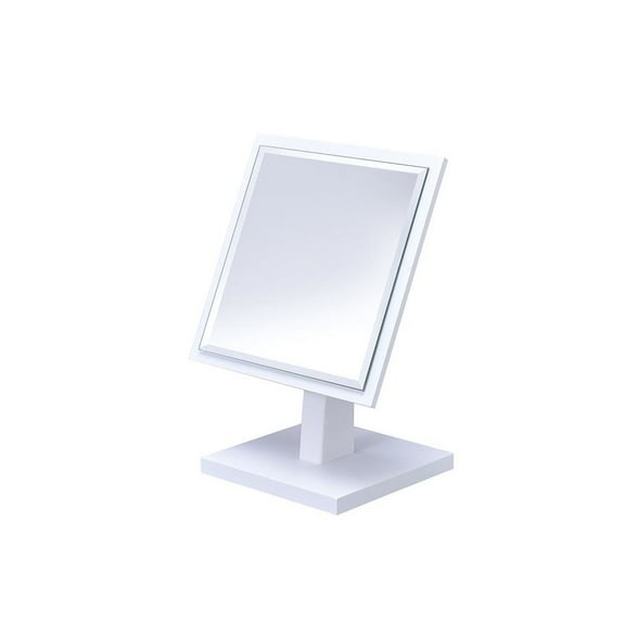 9.25 in SQUARE WHITE BEVELLED MIRROR ON A PEDESTAL