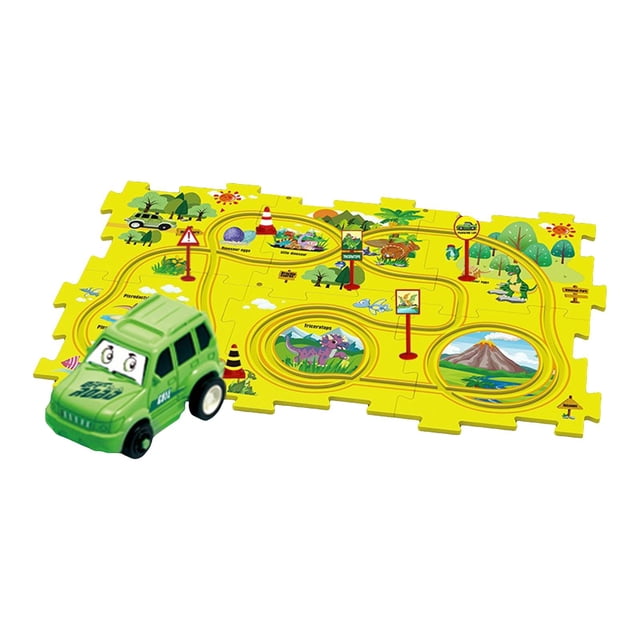 Pista de juego de rompecabezas, juego interactivo, juguete de aprendizaje, vehículo de juguete para tema de dinosaurio