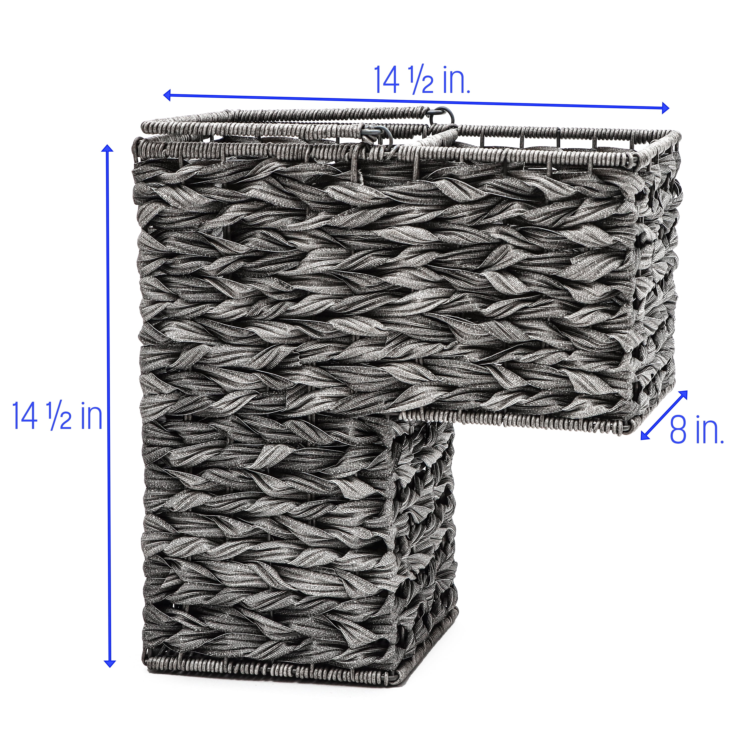 14.5" Plastic Wicker Storage Stair Basket Set With Handles by Trademark Innovations (Set of 2)