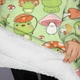 thumbnail image 3 of Oversized Wearable Blanket Hoodie,Green Mushroom Frog Green Pattern Sherpa Blanket Hoodie with Super Pockets,Super Warm Fuzzy Pullover for Women & Men, 3 of 6