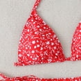 thumbnail image 6 of Women's 2 Piece Floral Tropical Print Bikini Set Boho Triangle Bathing Suit Tie Backless Swimsuit Sets (Red,S), 6 of 7