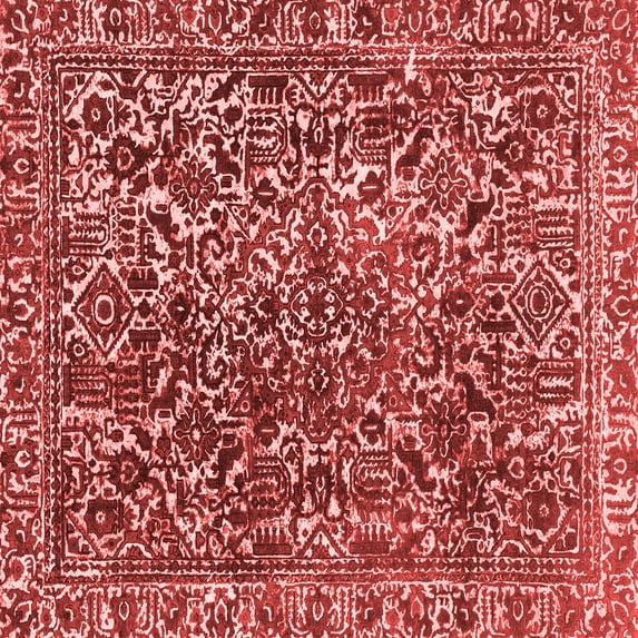 Ahgly Company Indoor Square Abstract Red Modern Area Rugs, 8' Square