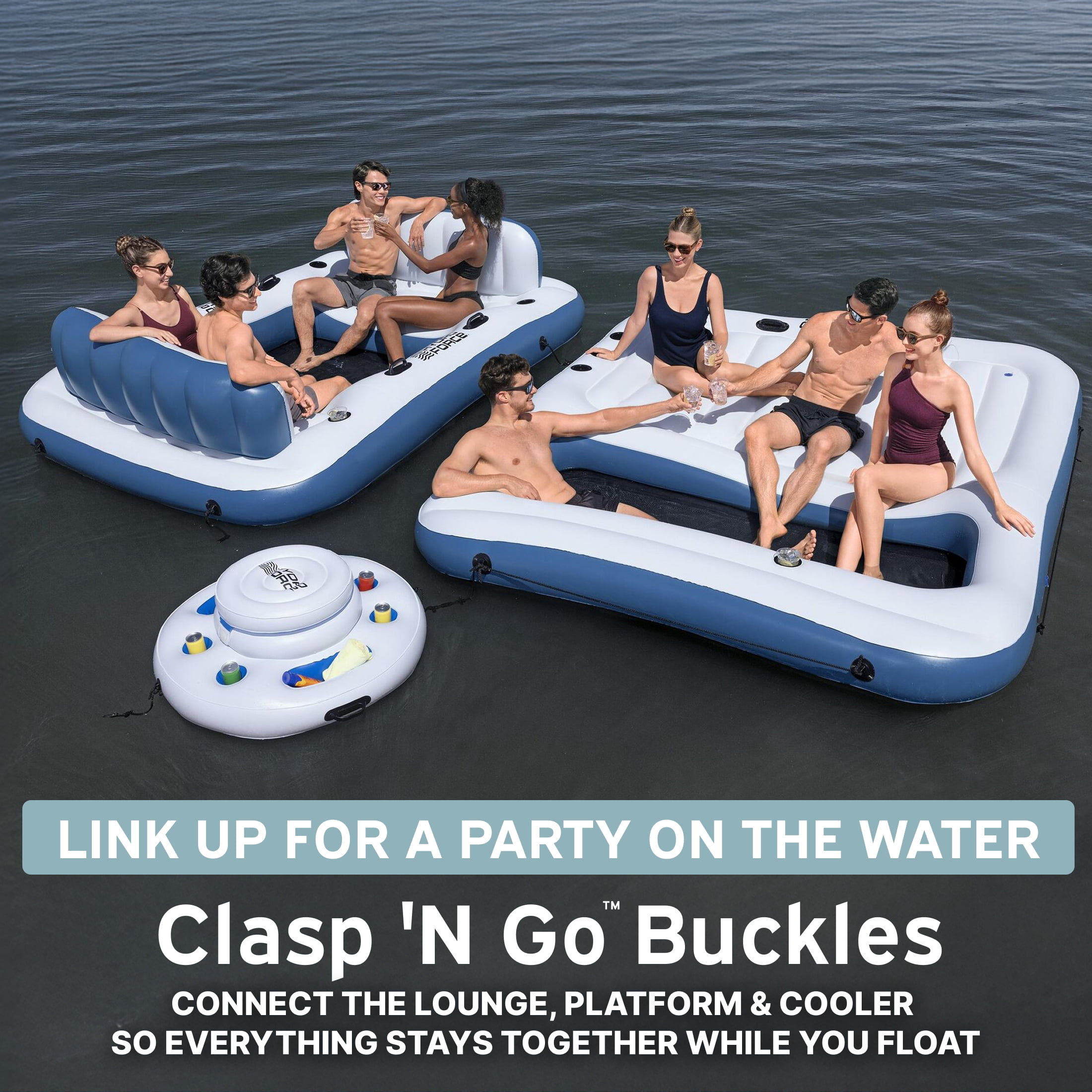 Hydro Force Bloc Party 8-Person Modular Inflatable Party Island and Floating Cooler