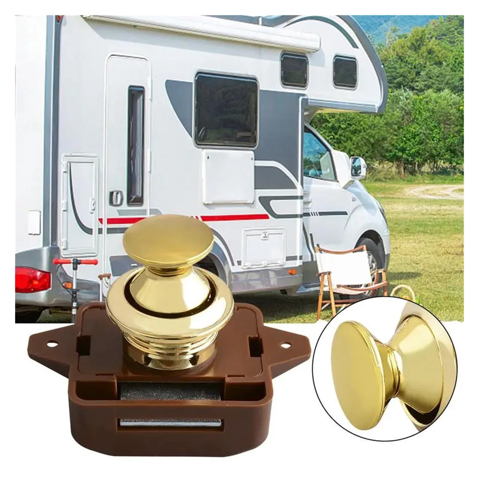 Camper Car Push Lock Keyless RV Push Cabinet Locks Metal Boat Cabinet Cupboard Push Button Compartment Latch Catches Locks