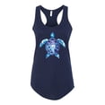 thumbnail image 2 of Sea Turtle Tie Dye Art Animal Lover Ladies Racerback Tank Top, Navy, Small, 2 of 3