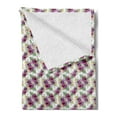 thumbnail image 2 of Botanical Soft Flannel Fleece Blanket, Rows of Purplish Flowers with Fresh Leaves Diagonally Aligned on White Backdrop, Cozy Plush for Indoor and Outdoor Use, 50" x 60", Multicolor, by Ambesonne, 2 of 5