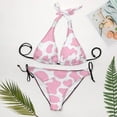 thumbnail image 4 of SKQIT Womens Cow Print 2 Piece Swimsuits Sexy Triangle Halter Thong Bikini Set Bathing Suit, 4 of 7