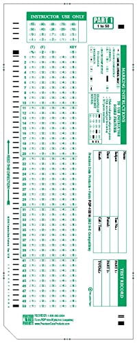 PDP's Scantron 882-e compatible test scoring form 100/package 