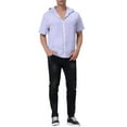 thumbnail image 2 of Unique Bargains Men's Short Sleeve Solid Color Zip Up Sport Hoodies 2XL Light Purple, 2 of 6