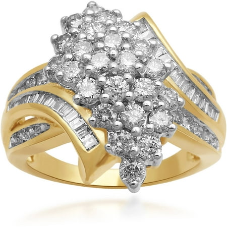 2 Carat T.W. Diamond 10kt Yellow Gold Fashion Cluster Ring