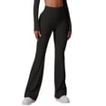thumbnail image 2 of Maqroz Workout Pants Women Flare Tummy Control Shapewear High Waist Wide Leg Long Palazzo Flare Yoga Pants Stretchy Trousers Pull on Athletic Running Leggings Black M, 2 of 9