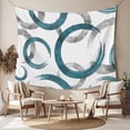 thumbnail image 2 of Turquoise Grey Tapestry for Bedroom Wall Hanging Tapestry, Geometric Circle Modern Abstract Simple Art Ceiling Backdrop Tapestries Poster Blanket Wall Decor for Teens Room Living Room Dorm 51" x 59", 2 of 8