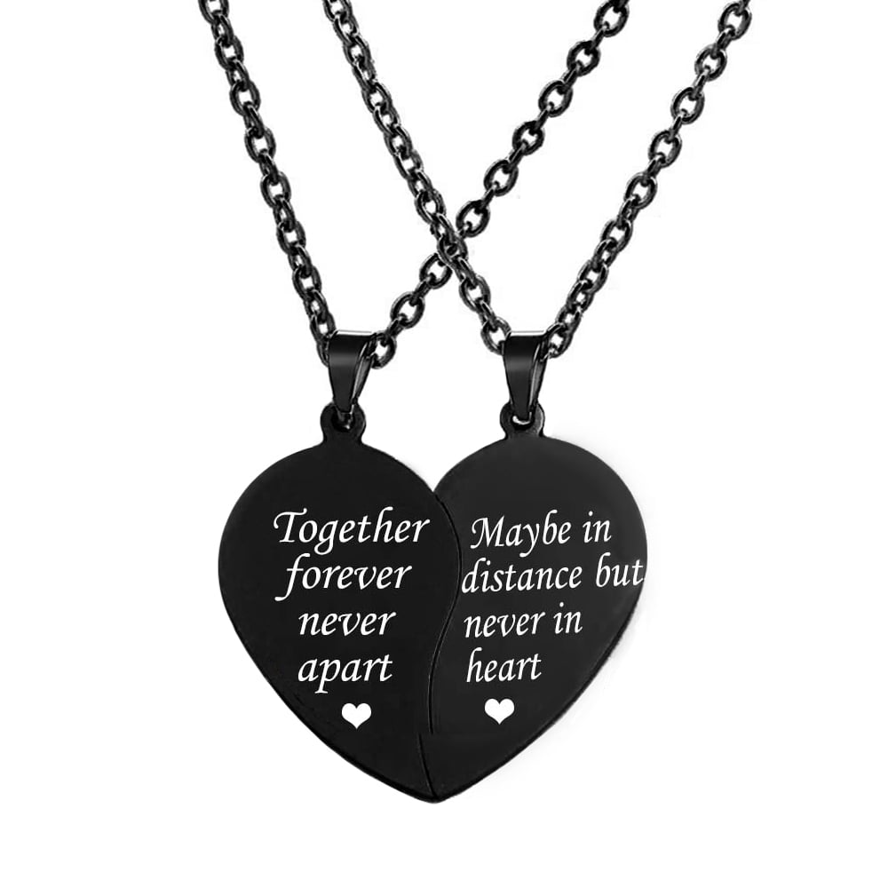 Necklace for 2Split Valentine Heart Necklace TOGETHER FOREVER NEVER