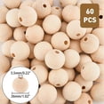 thumbnail image 2 of Natural Wooden Beads, Undyed, Round, Antique White, 26mm, Hole: 5.5mm, 60pcs/bag, 2 of 8