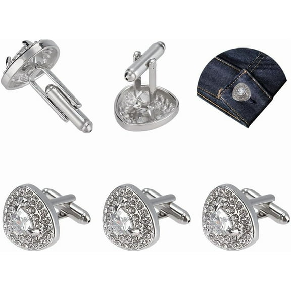 1set 3 Pairs Alloy Compass Cufflinks Men's Fashion French Shirt Buttons Cufflinks Sleeve Nails Accessories Platinum 18x18mm