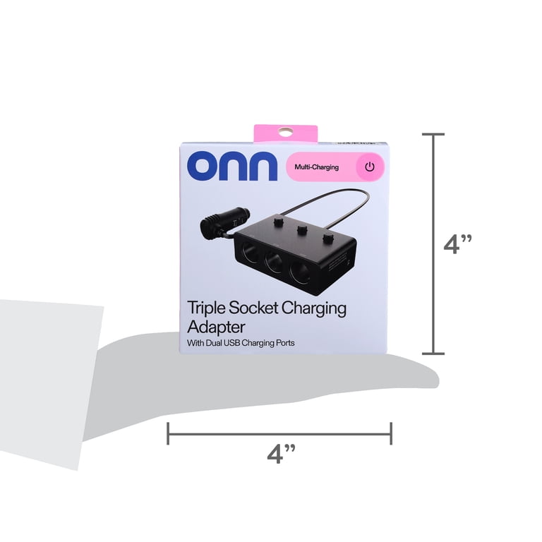 onn Triple Socket Charging Adapter with Dual USB Ports photo 5
