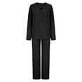 thumbnail image 6 of Womens Lounge Set Usmixi Womens Fleece 2 Piece Outfits Winter Cozy Plush Long Sleeve Tops and Baggy High Waist Pants Pajamas Set Casual Solid Homewear Loungewear Sets, 6 of 7