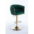 thumbnail image 5 of Velvet Swivel Bar Stools Set of 2, Modern Height Adjustable Stool Chair with Chrome Footrest and Base, Counter Height Bar Chairs with Low Back for Kitchen Pub, Kitchen, Café and Dining Chairs, Green, 5 of 7
