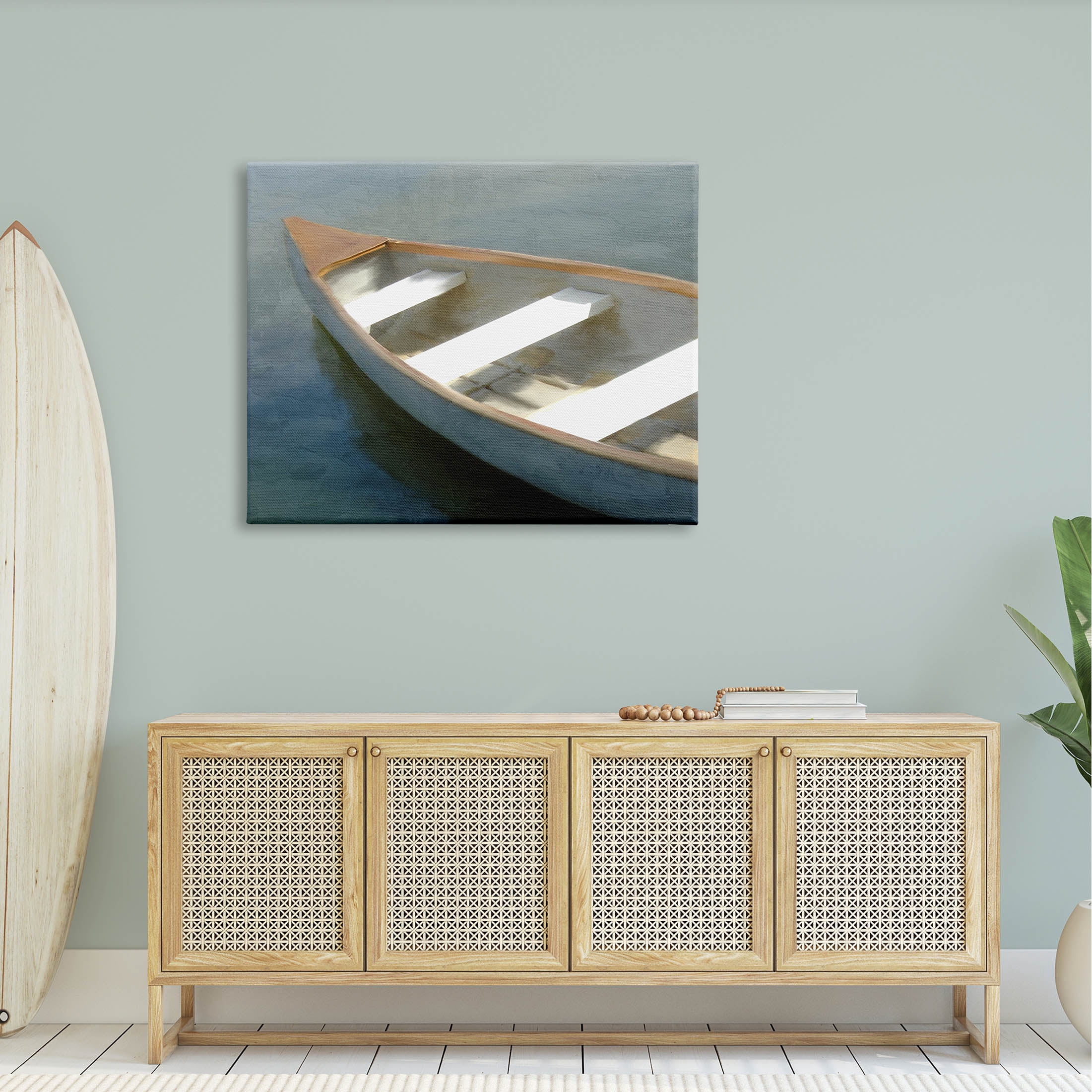 Stupell Industries Lone Canoe Boat Floating Deep Lake Painting Gallery Wrapped Canvas Print Wall Art, Design by Kim Allen