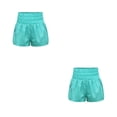 thumbnail image 4 of Sonducket Pantalones cortos elásticos de verano para mujer, de secado rápido, para correr, ropa de calle plisada para Yoga, pantalones cortos Verde L 2piezas, 4 of 6
