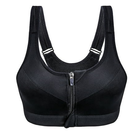 

fanshao Women s Yoga Fitness Workout Seamless Racerback Gym Zipper Front Sports Bra Top