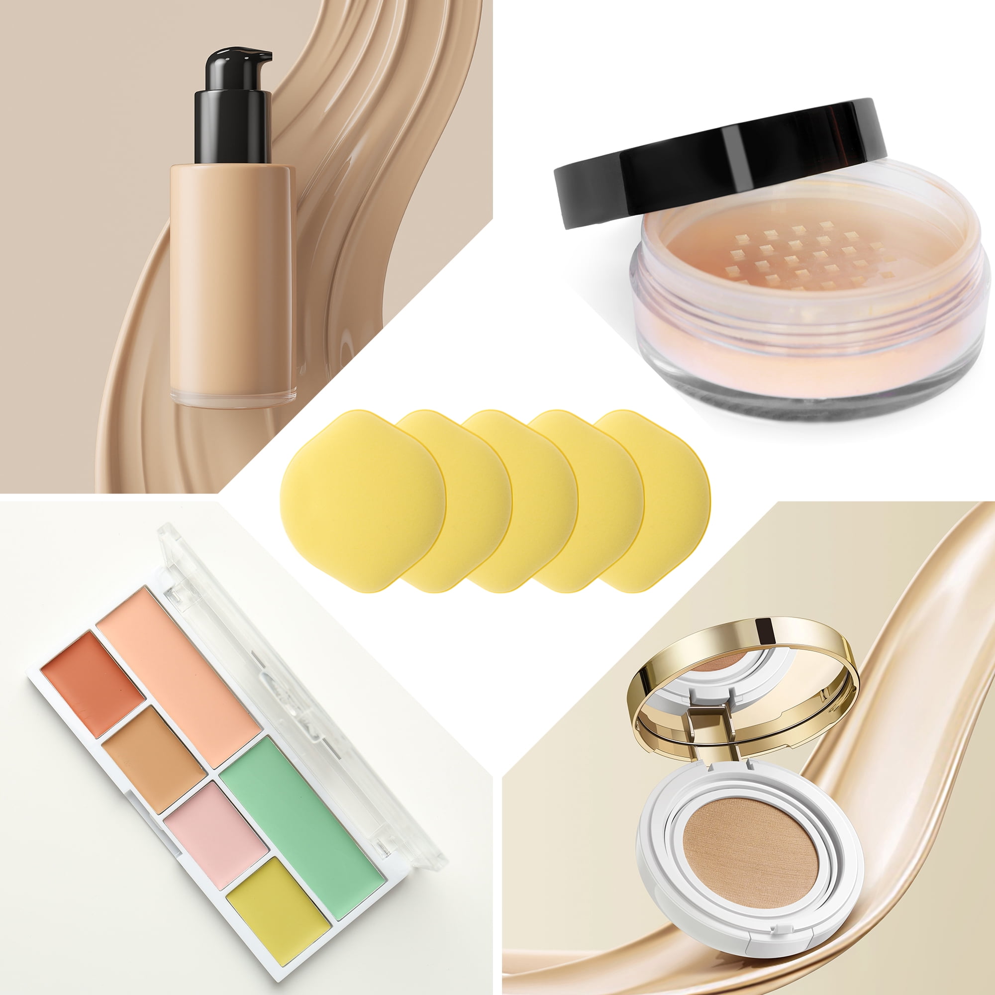 Unique Bargains 5 Pcs Gourd Shape Face Makeup Sponge for Travel Light Yellow