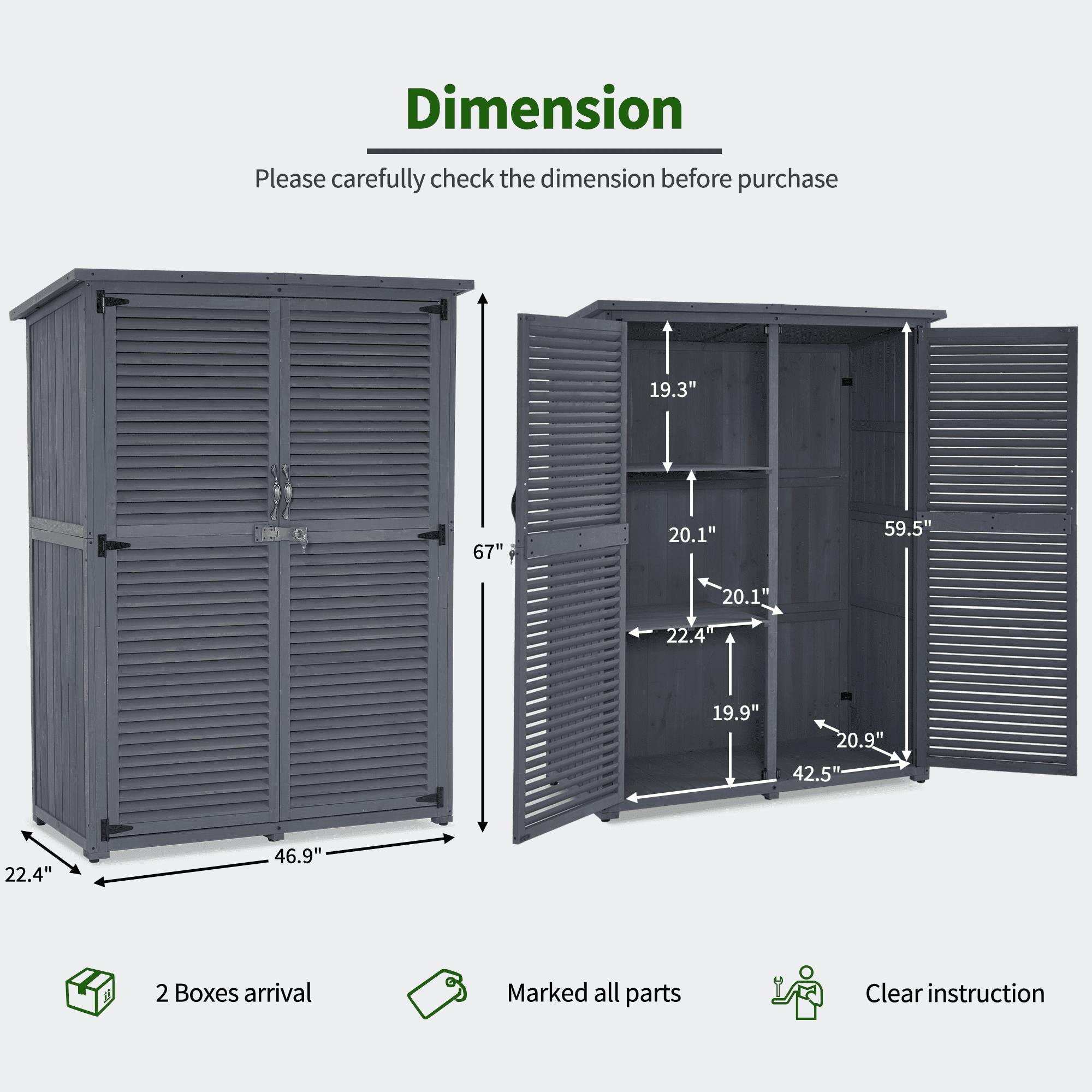 MCombo Outdoor Wood Storage Cabinet, Garden Tool Shed 1900