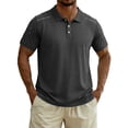 thumbnail image 3 of Agkizg Men Pullover Button Down Collar Shirts, Solid Color Short Sleeve Tops Fashion Casual Soft Breathable Sport Tees for Daily Outdoor Summer Wear, 3 of 6