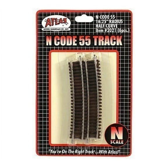 Atlas N Scale Code 55 16.25" Radius 1/2 Curve 6-Pack Model Train Track