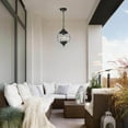 thumbnail image 4 of LNC 1-Light Farmhouse Matte Black Globe Glass Shade Cage Outdoor Flush Mount Light, 4 of 12