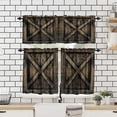 thumbnail image 3 of Barn Door Valance Curtain Vintage Farmhouse Rustic Wooden Moldy Old Wooden Door Rod Pocket Valance Window Treatments Short Curtains for Kitchen Living Room Decor 54x18 Inch + 27x24 Inch X 2, 3 of 5